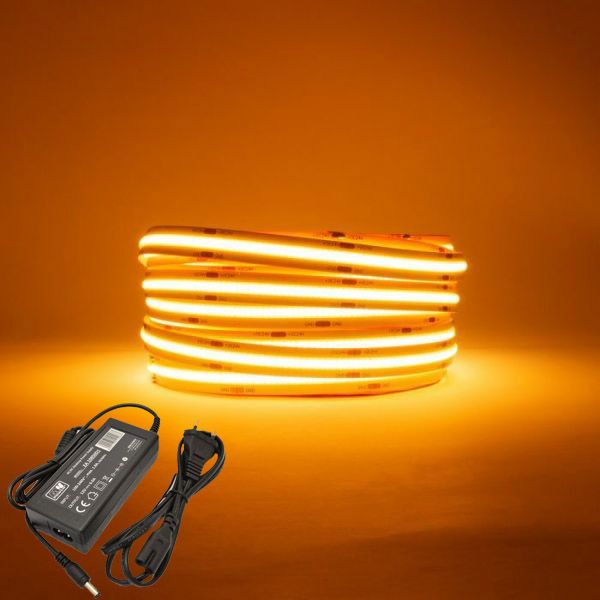 Ironisch anders Persoonlijk LED Strip COB - 5 meter - Complete set - 2200k - Amber Goud Licht- 320LED/m  -