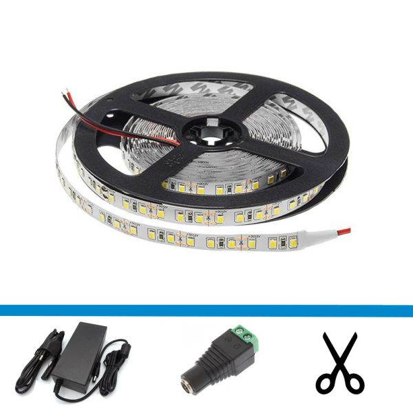 LED Strip - 5 - Complete set - Kleur warm wit - LED type 3528 - 60 led/m - IP20