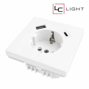LC-LIGHT | WANDCONTACTDOOS | RA | USB-A + USB-C | WIT