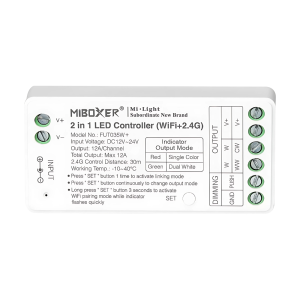Mi-Light(MiBoxer) Tuya Wi-Fi Controller - Enkelkleur/Dual White CCT LED Controller | 12-24V | Tuya Smart App | WiFi+2.4G | FUT035W+