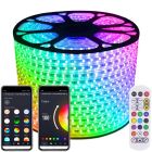 LED Strip RGB - 35 meter - 220V - MULTI COLOR - IP65 - Lichtstrips - Met Wi-Fi App + IR 24 knops afstandsbediening