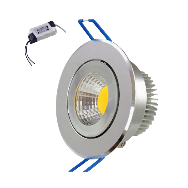 vloeiend volume gedragen LED Inbouwspot Dimbaar- Wit Licht 6000K - 3W vervangt 35W- Aluminium RVS  Kantelbaar